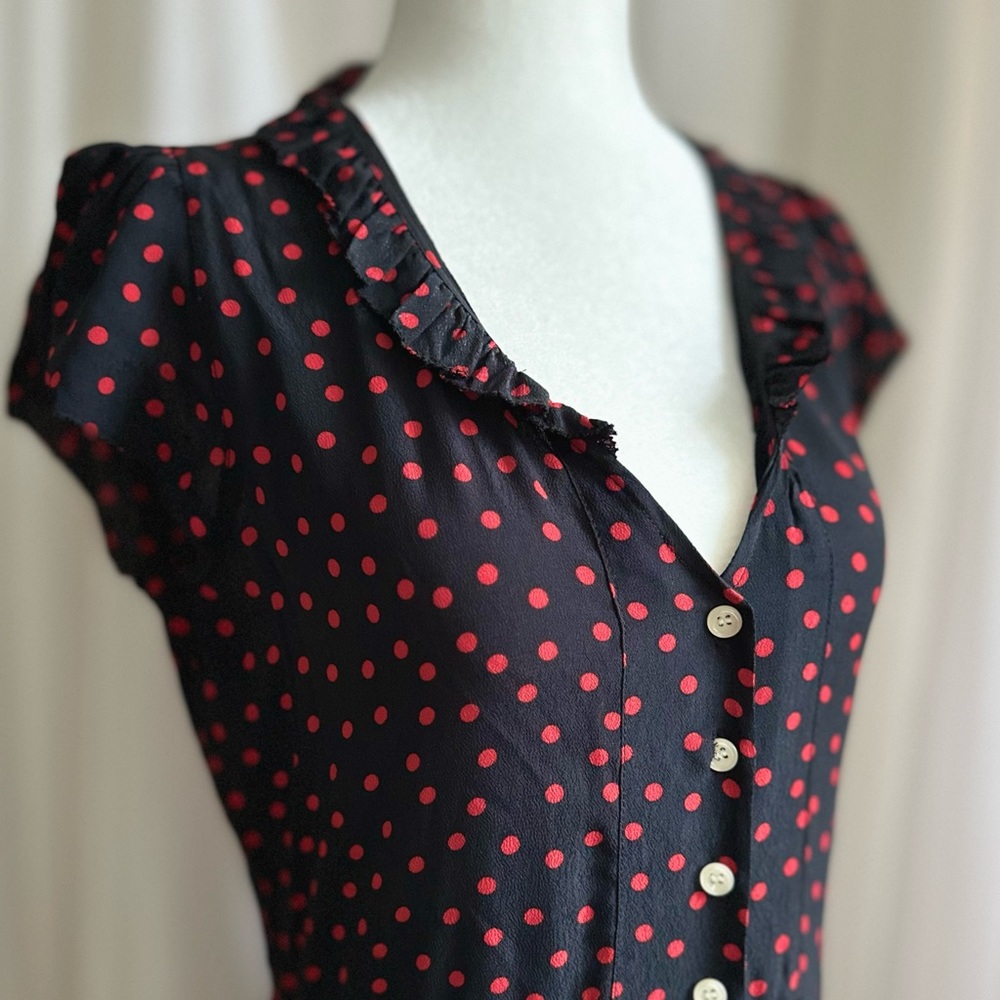 Rouje Perfect French Babe Dress, Size 40 / S/M, Navy and Red